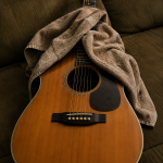 guitar with towel